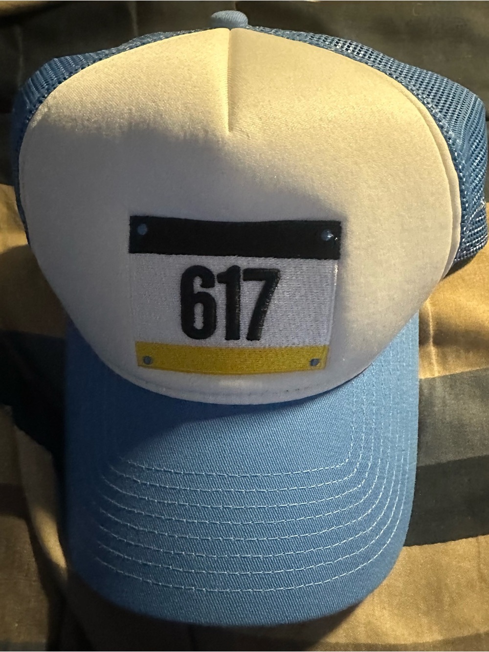 New Era Boston Red Sox Light Blue and White '617' City Connect Trucker Hat